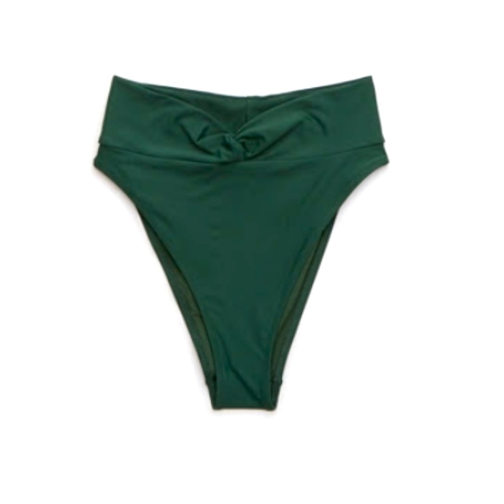 Aerie Twist High Cute Cheeky Bikini Bottom in Green
